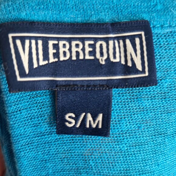 Vilebrequin A-Line Long Dress Kaftan Blue Linen Lagenlook 3/4 Sleeve Size S / M - Picture 8 of 8